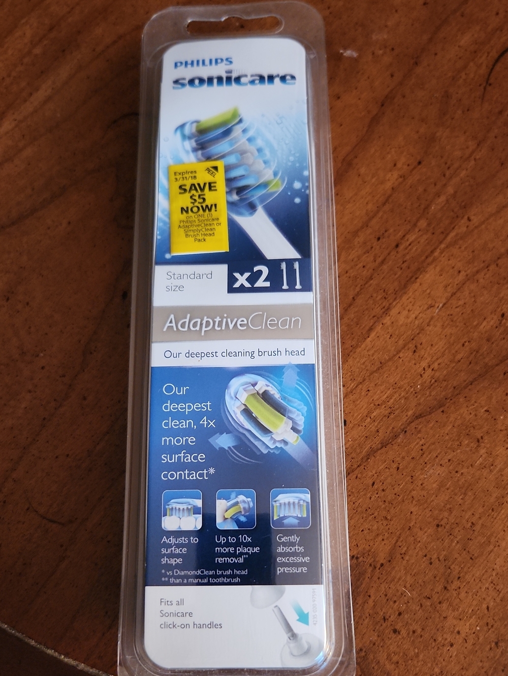 Philips Sonicare AdaptiveClean Brush Heads x2 — White, Blue, Yellow